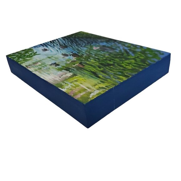 “Duck Pond“ Original oil painting on Cradled Wood Panel 10"w x 8"h x 1.5"d - Picture 8 of 8